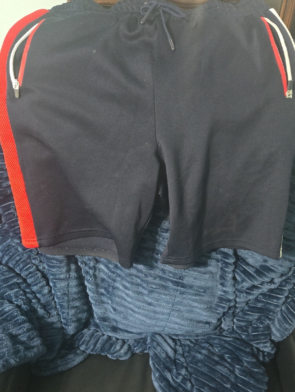 Fila Men's Blue Athletic Shorts with Red and white Stripe
